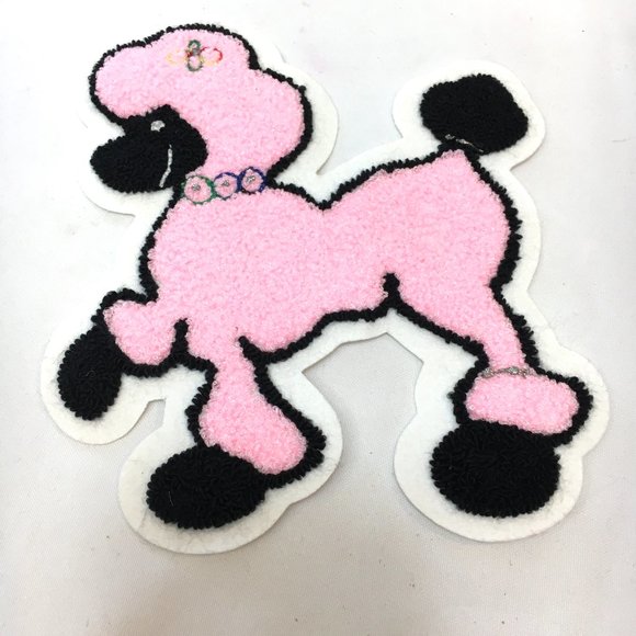 50’s Pink Chenille 8" Poodle Applique Facing Left NOS - Picture 4 of 6